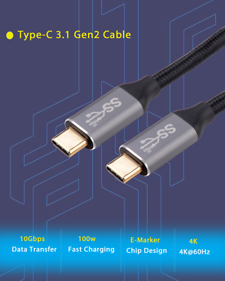 Câble USB-C 2m INIU 100W - Charge Rapide PD 5A QC 4.0 - Pour Ordinateur, Téléphone - Neuf