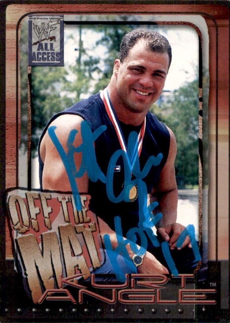 Kurt Angle Signed 2002 Fleer WWF All Access Card #65 WWE HOF 17