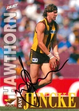 Signed 1996 Hawthorn Hawks AFL Select Centenary Card - Ray Jencke