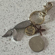 Mermaid Kisses Starfish Wishes Metal Keychain Key Ring 47298
