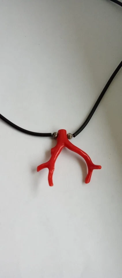 COLLANA RAMO CORALLO ROSSO NATURALE SARDEGNA CAUCCIU ARGENTO 925 PORTAFORTUNA - Immagine 3 di 4