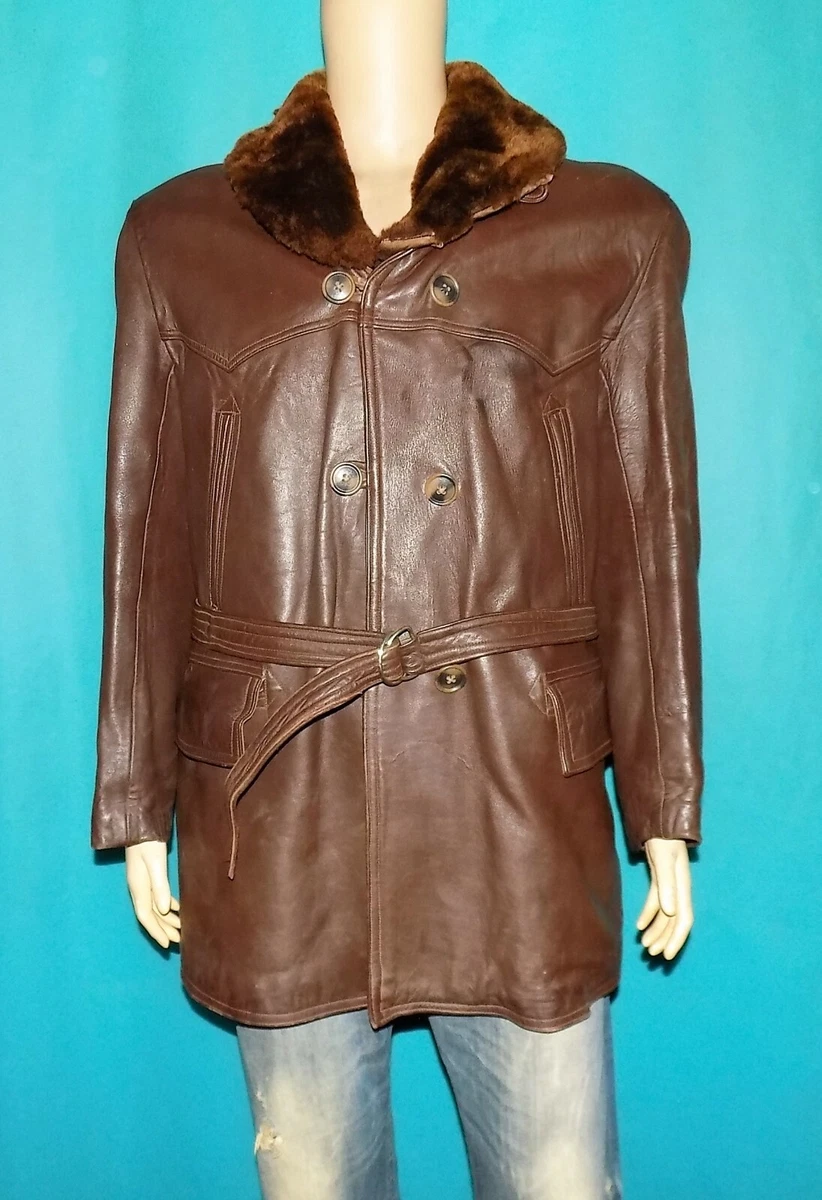canadienne vintage compl te CENTAURE cuir marron doublure et col