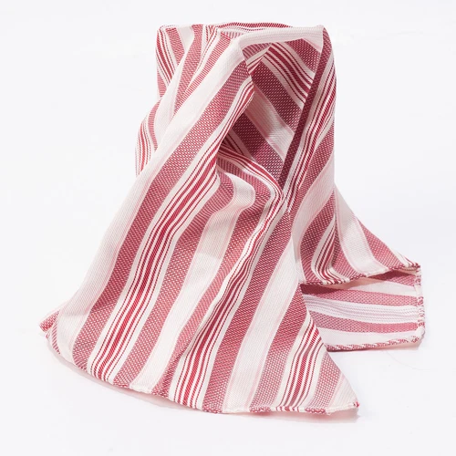 RODA Pocket Square Silk Pink White Stripe Handkerchief Italy Made Menswear