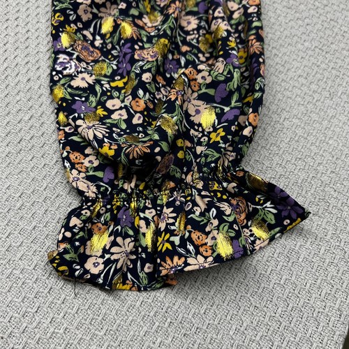 Gigio Dress Womens XL Floral Blouson Metallic Dolman Ruffle Sleeve - Picture 4 of 10
