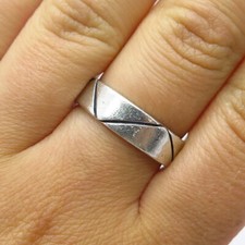 925 Sterling Silver Vintage Geometric Band Ring Size 7 3/4