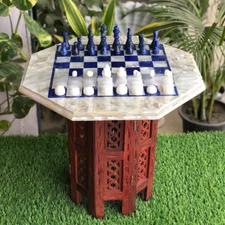 Chess Board Inlaid Mother of Pearl Egyptian Handmade/marble chess board Top Gift