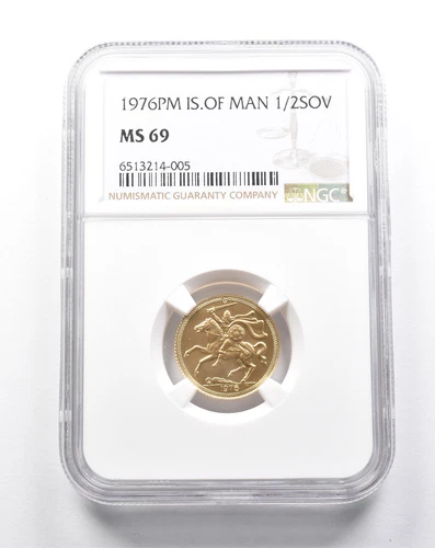 MS69 1976 PM Isle of Man Half Sovereign Gold NGC *2819