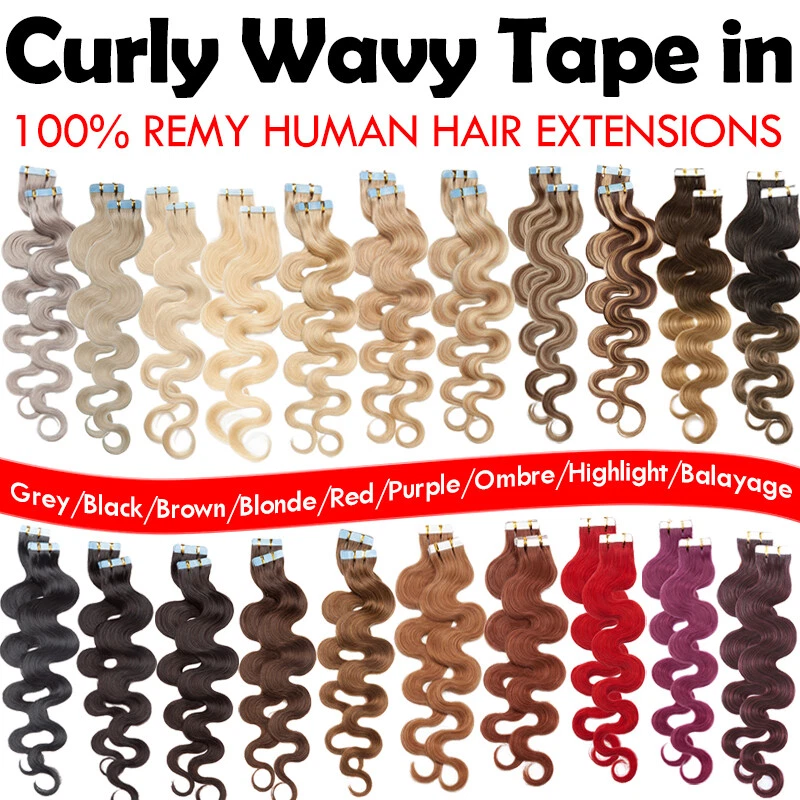 60 PIEZAS Cinta en Extensiones de Cabello Humano Virgen Real SkinWeft Balayage Grueso BodyWave Foto 2 de 4