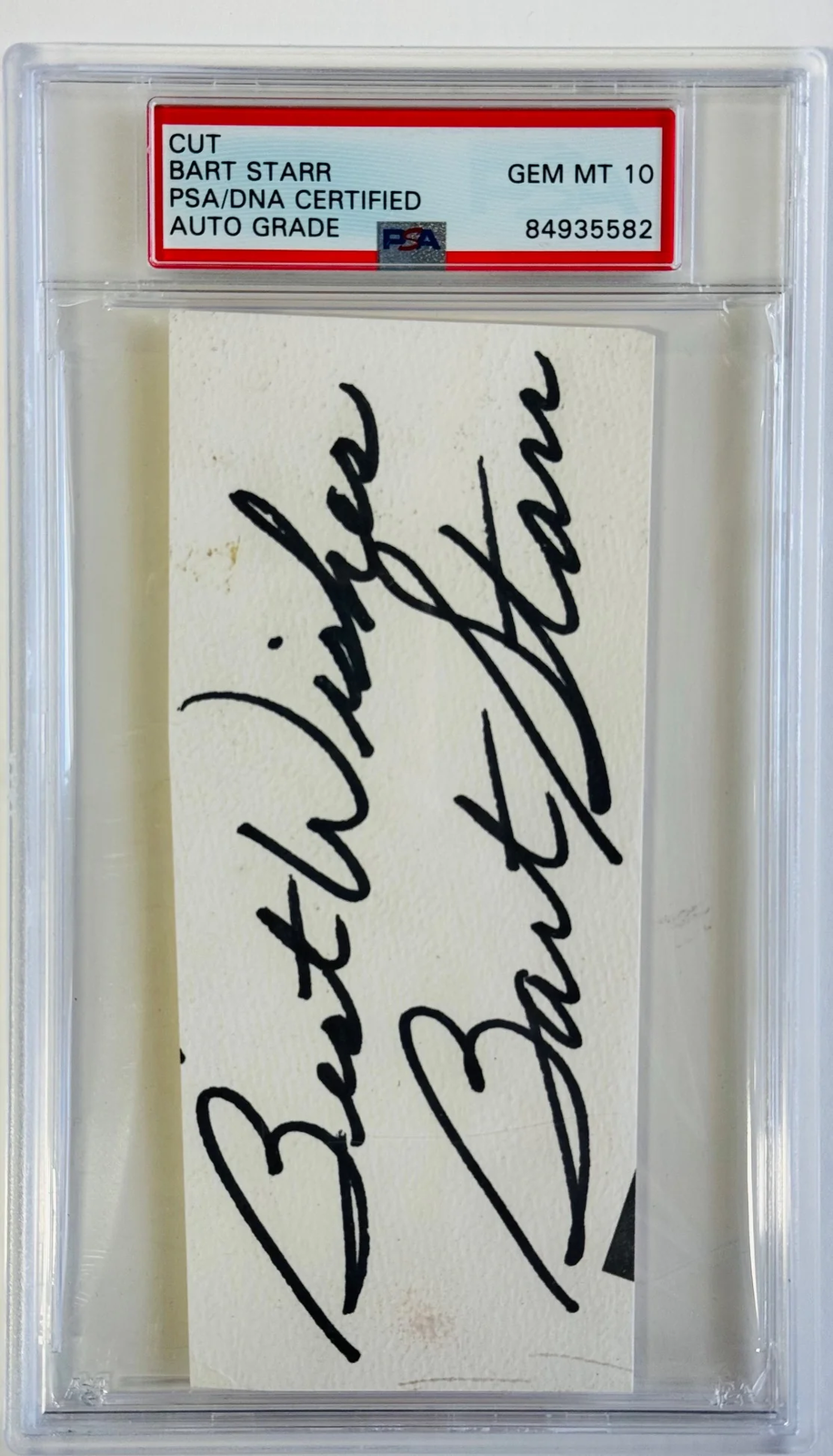 Bart Starr Autographed Signed Cut PSA GEM MT 10 