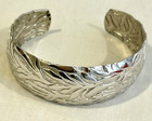 Vintage LANVIN Signed Silver Cuff Bracelet Floral Leaves Germany Designer Jeanne — photo 2
