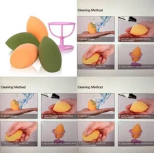 4+1 Pcs Makeup Sponge + Holder Puff Set Foundation Blender Beauty Eggs Cosmetic