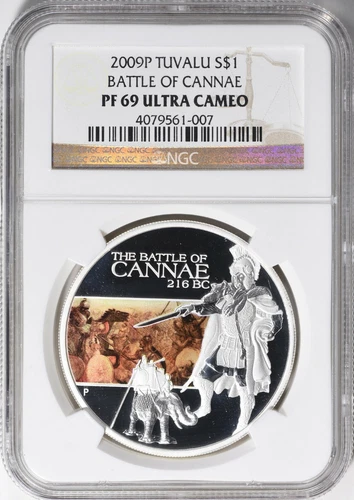  2009-P Tuvalu Silver Dollar Battle of Cannae NGC Proof-69 UC
