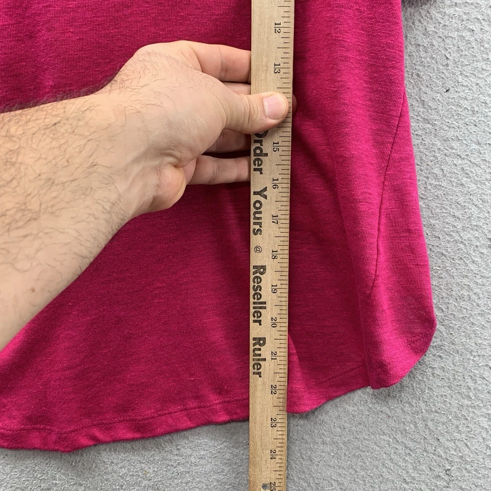 A.L.C. Camiseta Top Blusa 100 % Lino Rosa Caliente Dividido Tulipán Espalda Abierta Talla XS Foto 4 de 4