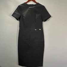 Banana Republic Dress Womens 10 Black Cotton Stretch Shift Lined Back Zip Vent