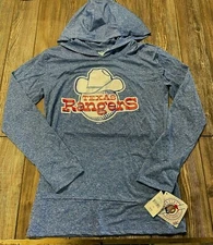 NWT Womens Texas Rangers Cute Blue Long Sleeve Performance Hoodie Size Small