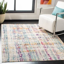 Safavieh Power Loomed Aria Collection Ivory / Turquoise Area Rugs - ARA720A