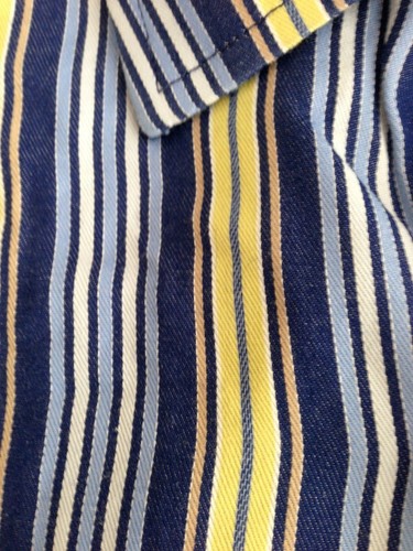 Camisa con botones Alex Cannon azul marino, amarillo y blanco a rayas talla S - Imagen 8 de 12