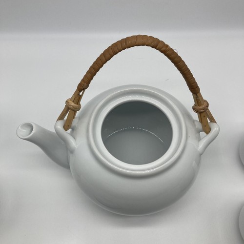 Pier 1 Imports Weißchina japanisches Teeset 1 Teekanne, 4 Teetassen, OVP - Bild 4 von 11