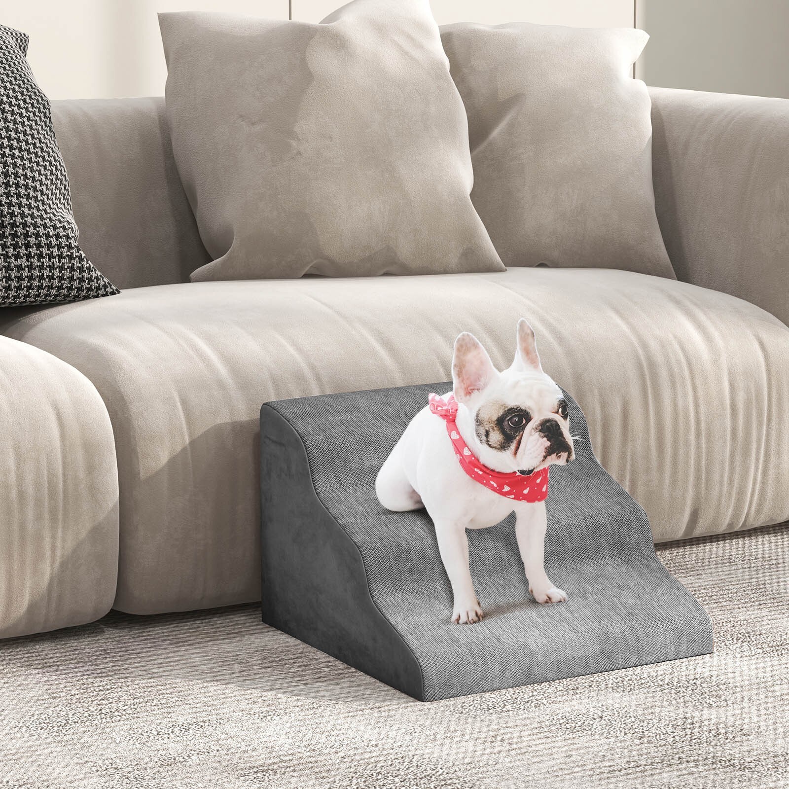 Soft Foam Dog Ramps 5Step Pet Stairs w/ Pet Holes Pet Steps for High