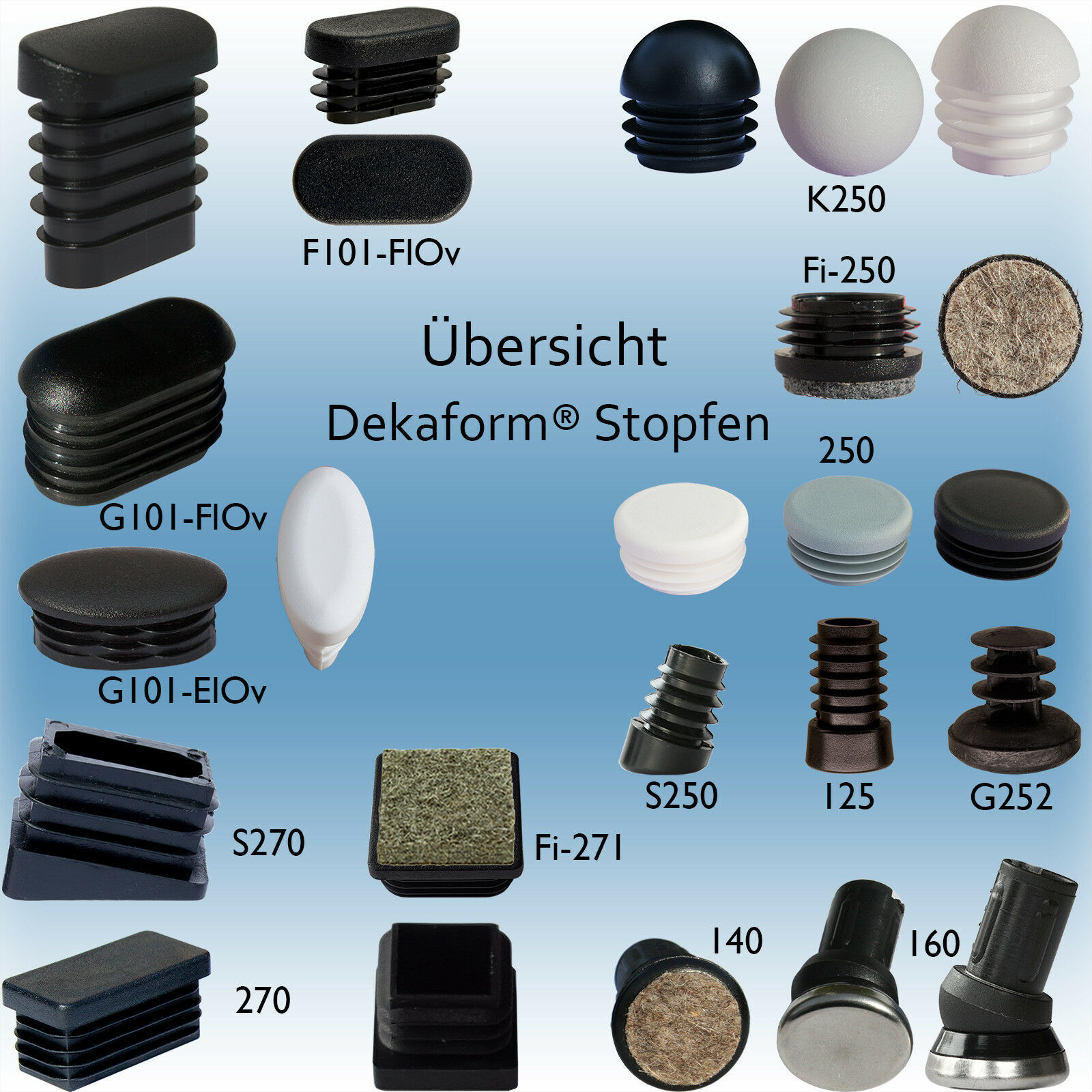 20x Gleiter/Stopfen Schwarz Mit Lamellen - Für Runde Rohre Ø28mm, Kunststoff PE