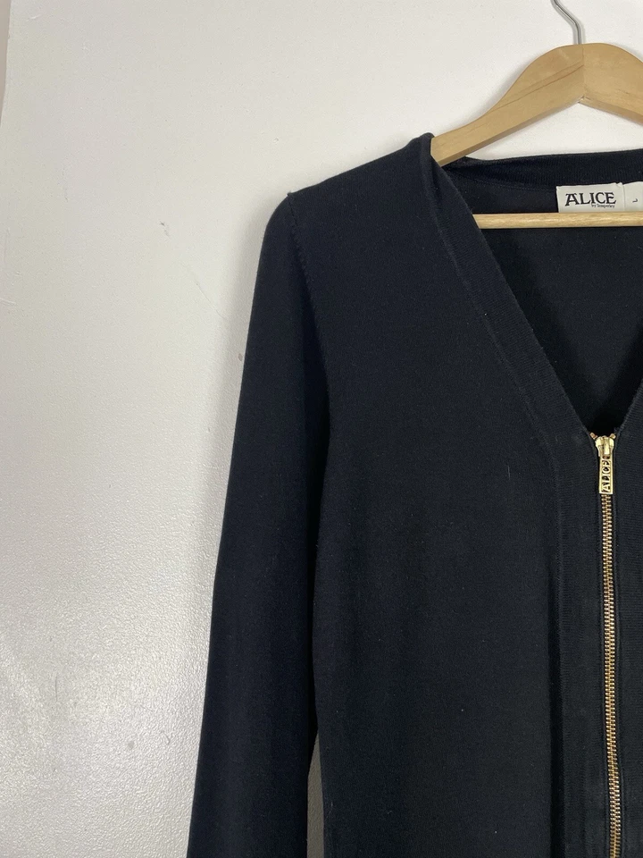 Vestido Alice By Temperley Negro Manga Larga Cremallera Mezcla Algodón. Talla Grande L Foto 4 de 4