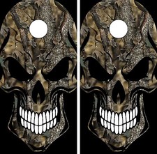 C244 Camo Skull Cornhole Board Wrap LAMINATED Wraps Decals Vinyl Sticker