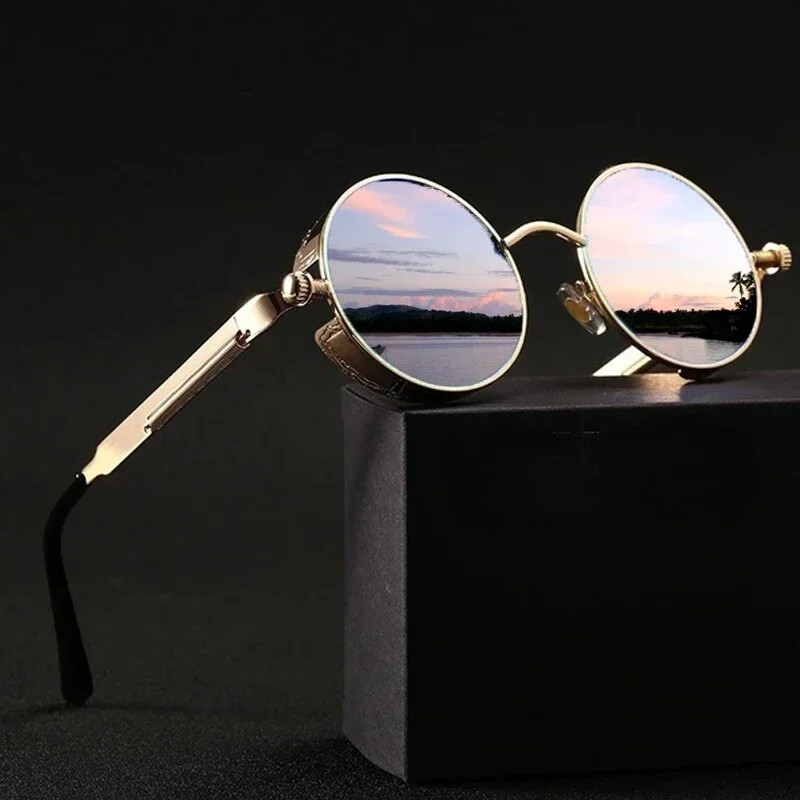 Classic Steampunk Sunglasses for Men and Women Retro Round 