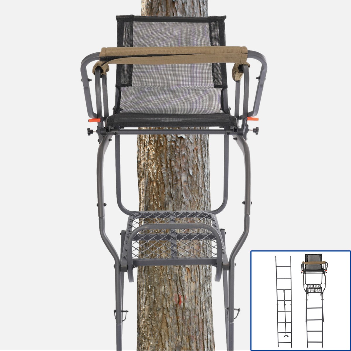 Steel Hunting Ladder Tree Stand Tree Step 1 Person Powder Coated w 