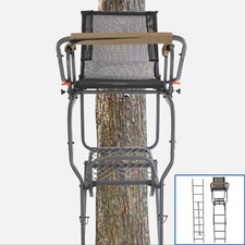 15.5' 300lbs Ladder Tree Stand Step Hunting Shoot Deer 1 Person w/ Harness Steel