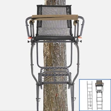 15.5' 300lbs Ladder Tree Stand Step Hunting Shoot Deer 1 Person w/ Harness Steel