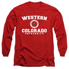 Western Colorado Adult Long Sleeve T-Shirt Circle Logo, Red, S-3XL