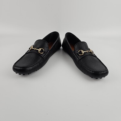 GUCCI Driver Men's Black Leather With Horsebit Loafers New
