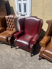 leather chesterfield Queen Anne chairs High back wing back CAN DEL