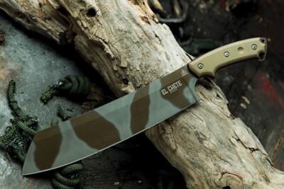 TOPS El Chete Fixed Knife 12'' Midnight Bronze 1095HC Steel Blade Micarta Handle