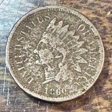 1860 Pointed Bust Indian Cent VF Details @ A Fraction of Greysheet CHRC