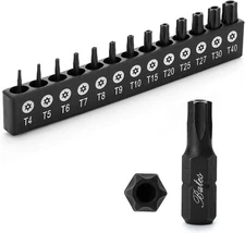 13 Pack Tamper Proof Torx Bit Set T4-T40 Security Star Driver S2 Steel Tools