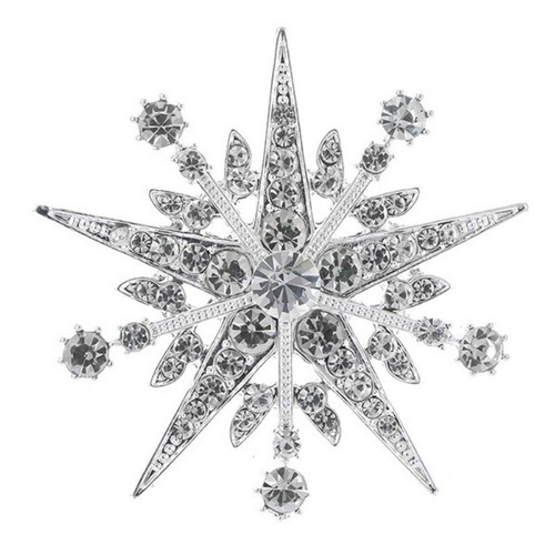 Art Deco Style Large CRYSTAL STAR BROOCH Shawl Pin Jewellery - Picture 7 of 11