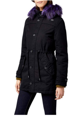 Brandit Women's Franka Ripstop Parka Coat Black Purple XL Extra Large