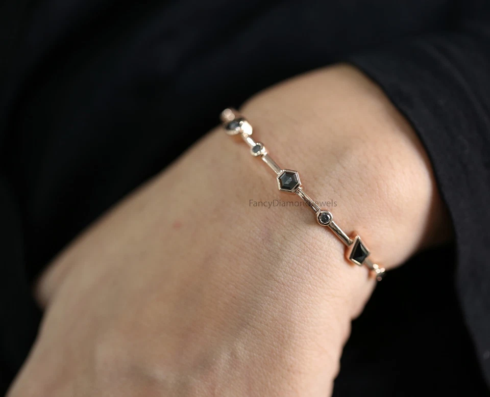 Brazalete de diamantes color negro mezcla regalo aniversario KDN2284 Foto 3 de 4