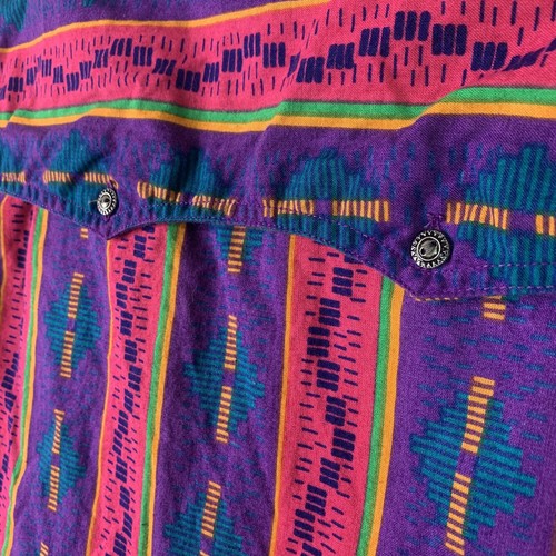 Vintage Rodeo Western Shirt Youth M Aztec 90s Southwestern Cowboy Western - Picture 9 of 9