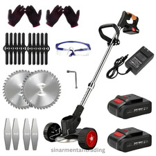 Electric Cordless Grass String Trimmer Lawn Edger Weed Wacker Cutter  2 Battery