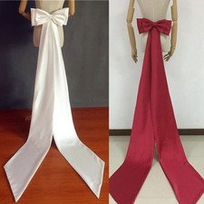 Satin Big Bow with Pin Back Bride Long Satin Ribbon Detachable Wedding Accessory
