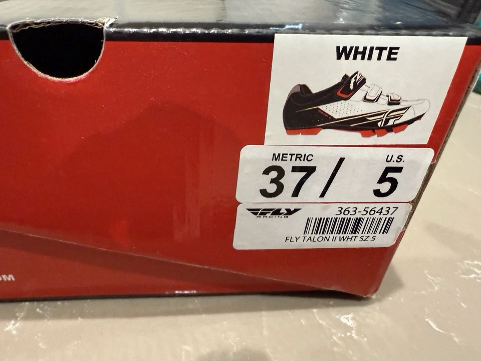 Zapatos de bicicleta de montaña Fly Racing Talon II talla 37 (5) blancos nuevos en caja Foto 3 de 4