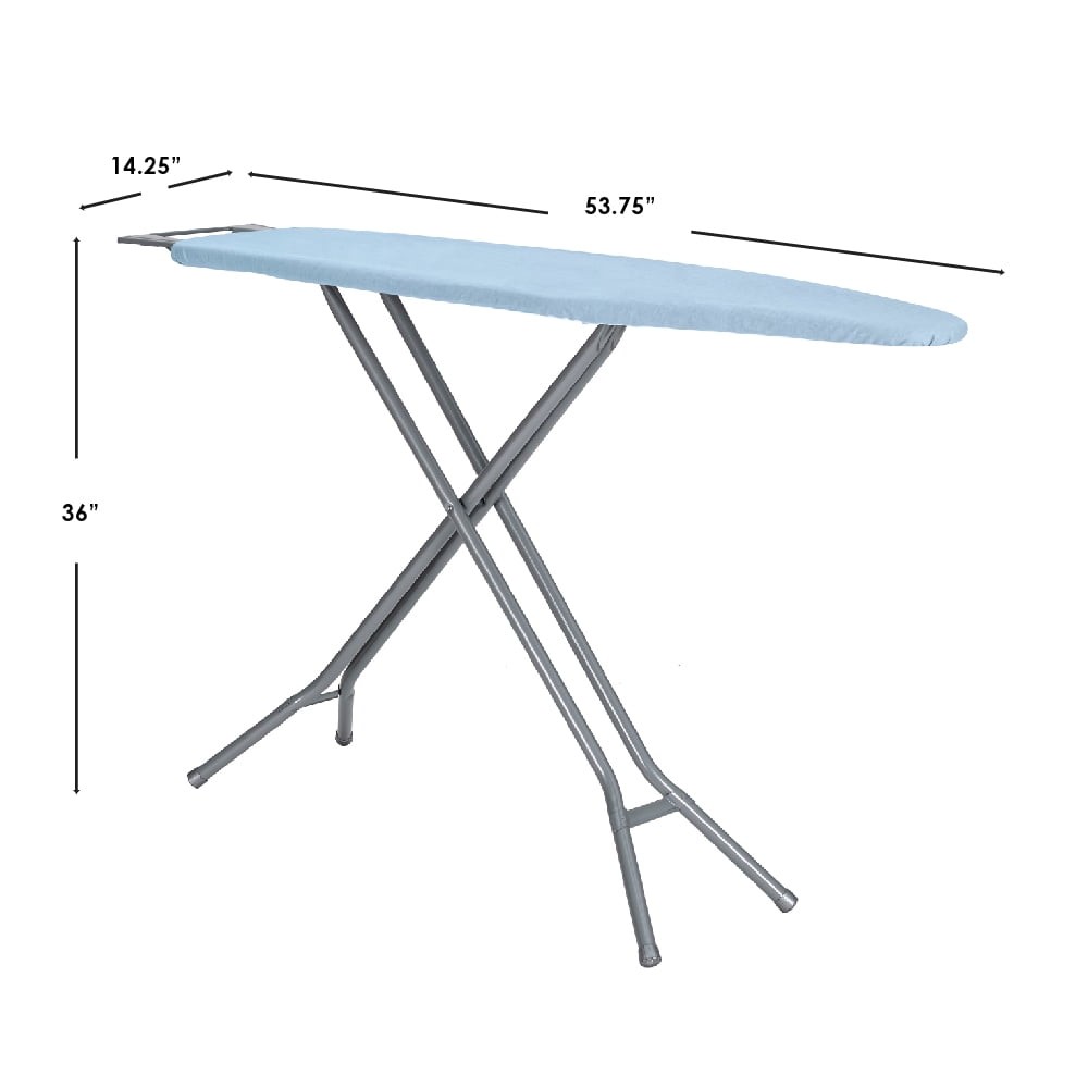 Adjustable Height 4 Leg Ironing Board W/ Mesh Top & Iron Rest Light Blue