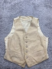 Deerskin Vest Men 40 Beige Suede Genuine Leather Western Ranch Waistcoat Vtg