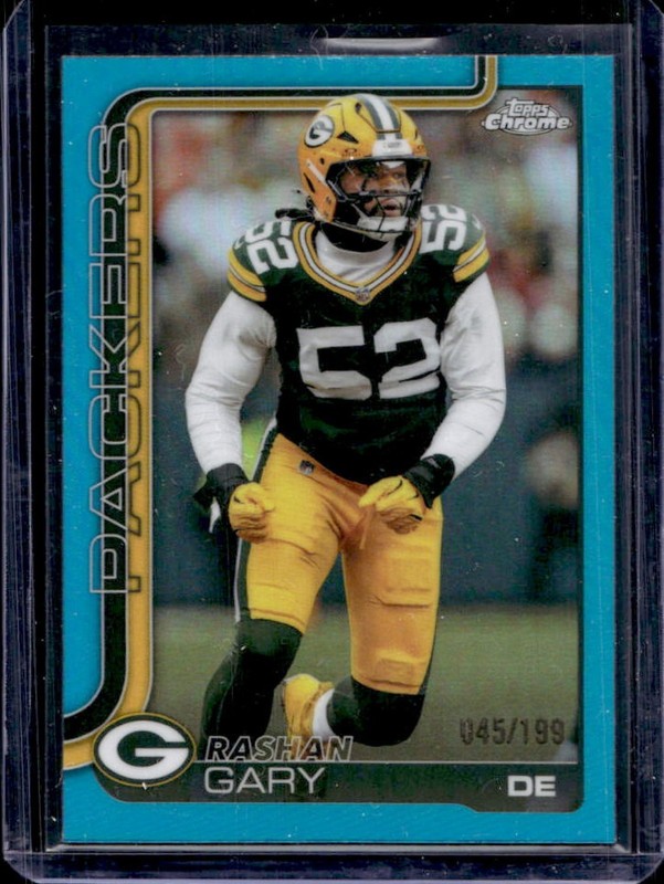 2025 Topps Chrome Rashan Gary Aqua Refractor #/199 Packers