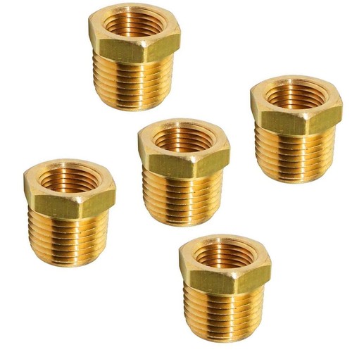 Brass Hex NPT Bushing 1/2" Male x 1/4" Female Reducer For Water Oil Gas Pipe