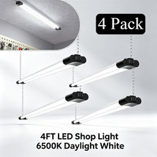 4 Pack 4FT Linkable LED Shop Lights 4000lm 6500K Daylight Garage Mount