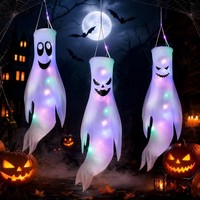 Halloween Deko Geist 3 StüCk Mit LED Licht HäNgende Dekoration FüR Garten