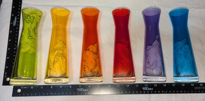 ''Leonardo of Germany'' Set of 6 Rose Art Colorful Glass Vases, 8'' Tall